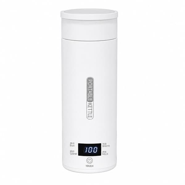 Elektrisk varmtvandskop, 304 rustfrit stål, forseglet, LCD-display, 110V, bærbar til rejser