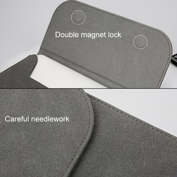 13,3\" Laptopveske, PU-skinn, grå, vanntett, støtsikker, passer til MacBook, med musematte og tilbehørsveske Grey