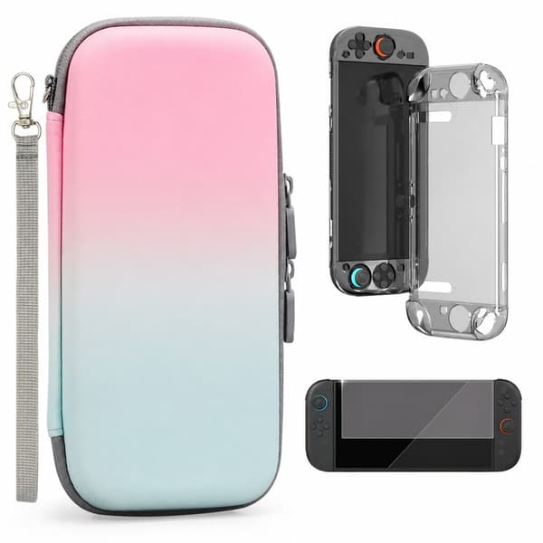 Bärväska för Switch 2, Rosa+Blå, Hårt Skyddande Resefodral