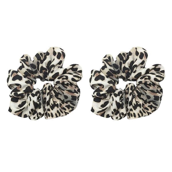 2 stk. Leopard Scrunchies til Kvinder Hestehaleholder Light Leopard