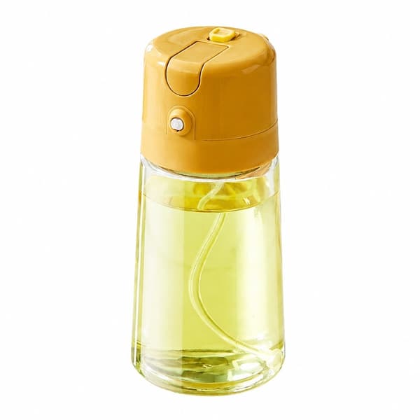 500 ml oliesprayflaske, gul, dobbeltfunktion spray- og hældedispenser, glas, drypfri