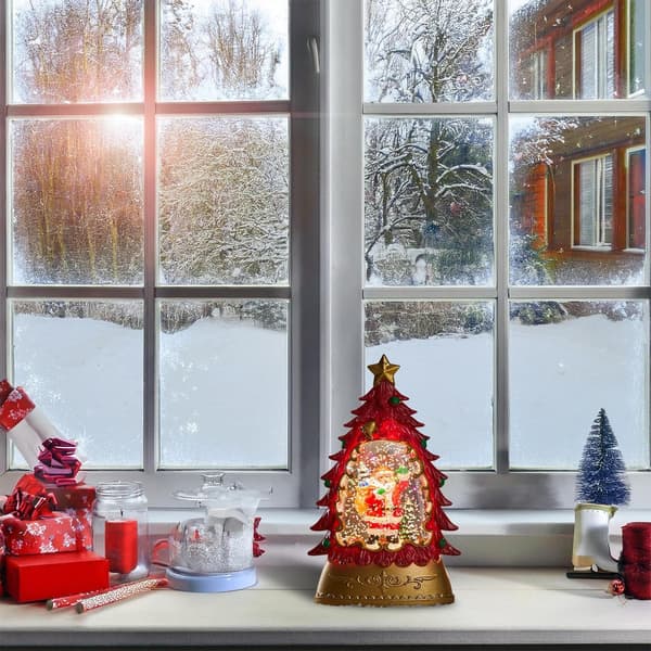 Jule-snekuglelygte, batteridrevet, indendørs og udendørs julepynt red elder