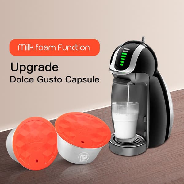 Genanvendelig kaffekapsel i rustfrit stål til Dolce Gusto, med børste og ske