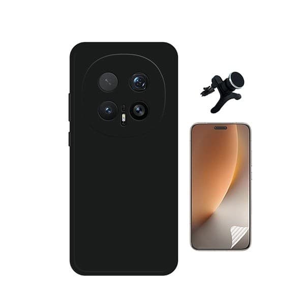 Telefonskyddskit för Honor Magic8 Pro, Svart, Hydrogelfilm, Silikonskal, Magnetiskt Bilfäste