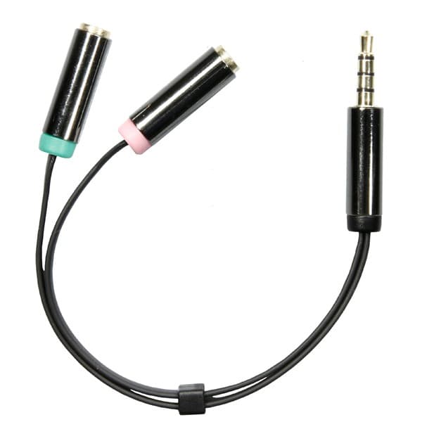 3,5 mm hann til hunn lydadapter, 4-pins, 0,1 m
