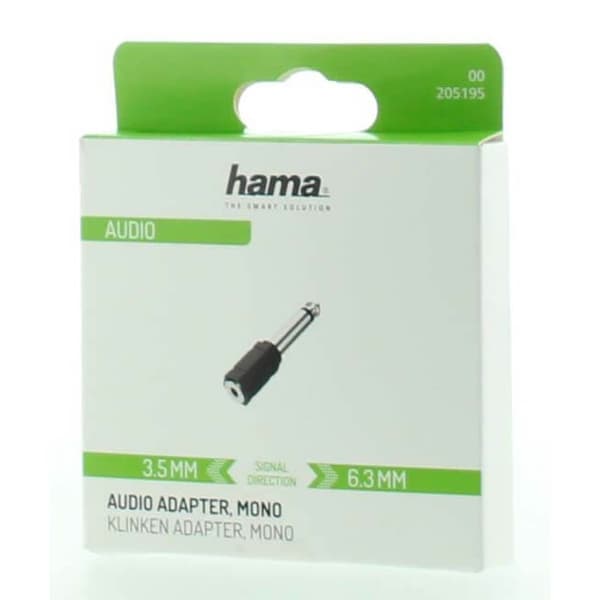 3,5 mm hunn til 6,3 mm hann mono lydadapter, kompakt