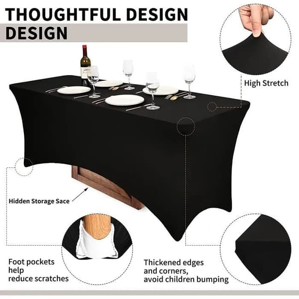 Töjbar rektangulär duk, svart polyester, för uteplats, bröllop, hantverksutställning