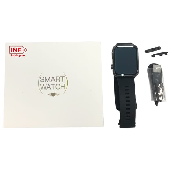 Smartwatch med blodtryk, puls, SpO2, sort, 1,91\" IPS-skærm, sundhedsmonitor