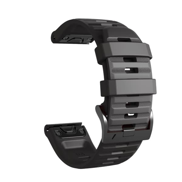 Silikoneurrem til Garmin Fenix/Forerunner/Approach/Quatix, Sort, 22mm, Erstatningsrem