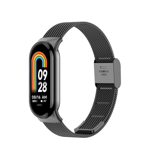 Metalurrem til Xiaomi Mi Band 8/9, Sort, Justerbar, Sikker Pasform Black