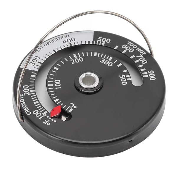 Ovntermometer, aluminiumslegering, magnetisk, messingviser, nøjagtig måling til pejs