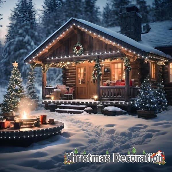 Utendørs og innendørs julelyslenke, 33 meter 300LED, varmhvit, glitrende, 8 moduser, vanntett-30M Warm White