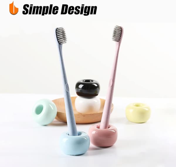 Mini elegant keramisk holder til tandbørster til badeværelsesbordplader, hvid, pakke med 2 Aquaforge