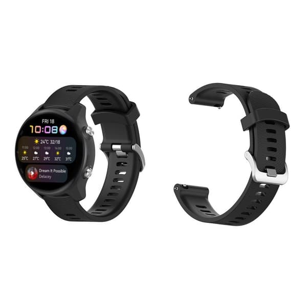 Silikone urrem til Garmin Forerunner 245, 20 mm, Sort, Sport