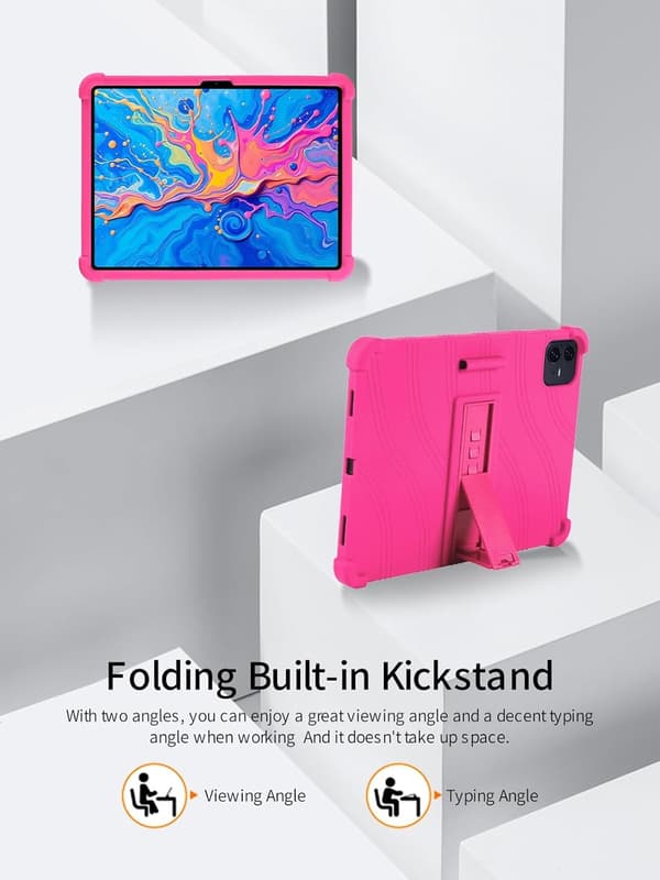 Silikone tabletcover kompatibelt med TECLAST Artpad Pro 12.7\", justerbart stativ, stødsikkert