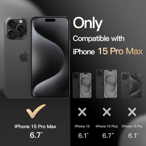 Kraftig robust deksel til iPhone 15 Pro Max 6.7\", svart dobbeltlags beskyttelsesdeksel med MagSafe