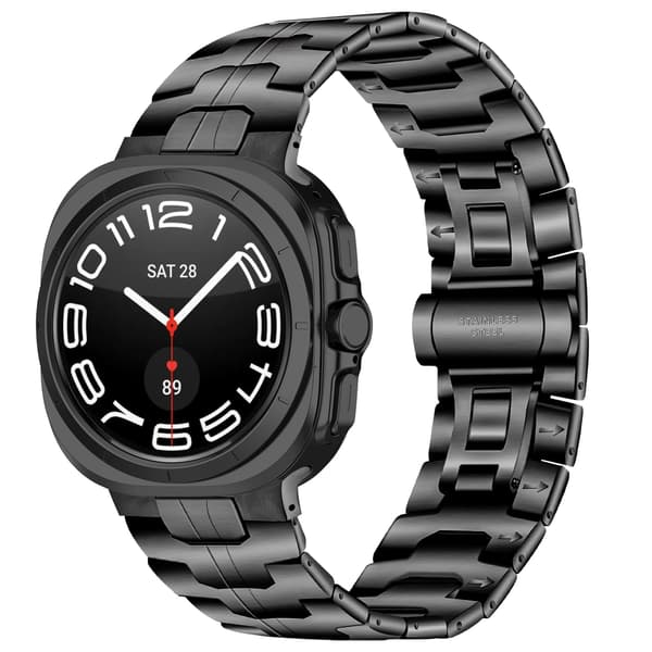 Urrem i rustfrit stål til Samsung Galaxy Watch Ultra 47MM, Iron Man-stil, sort