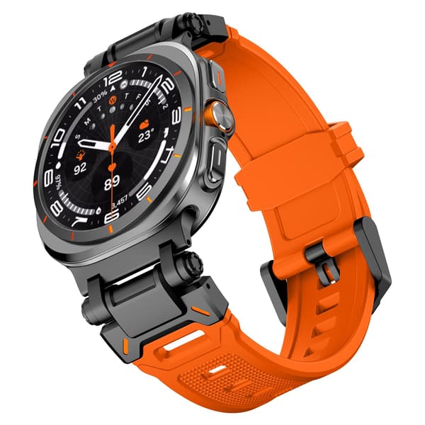 Silikone urrem til Samsung Galaxy Watch Ultra 47mm, Sort Orange, Quick Release