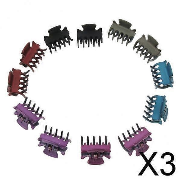 3x12 Mini Hårklyper i Resin Plastikklemme Pins Tilbehør 3 Pcs