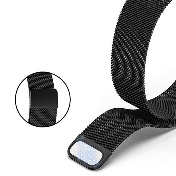 Magnetisk rem til Huawei Band 9, rustfrit stål, åndbar, sikker pasform, sort