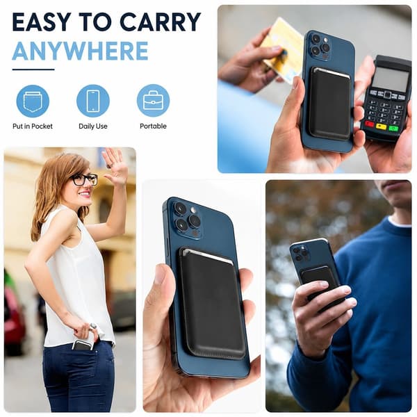 Magnetisk kortholder til iPhone 12/13-serien, PU-læder, sort