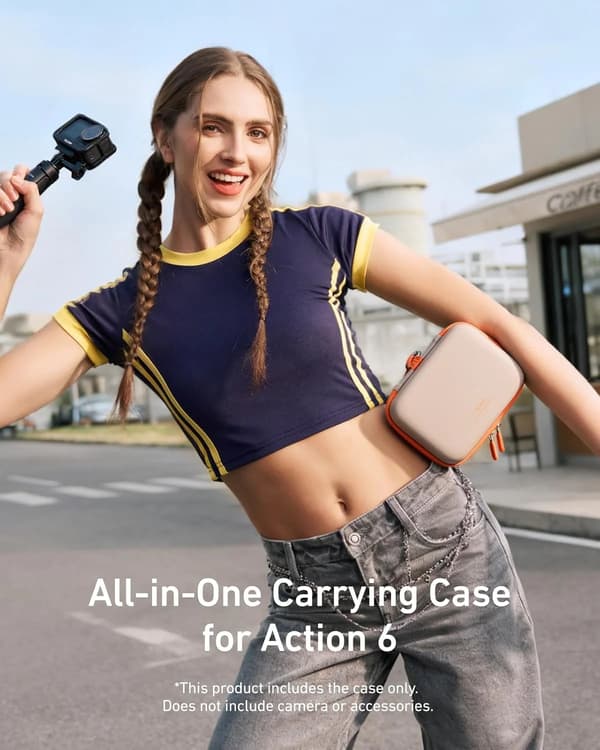 Vanntett hard bæreveske for DJI Osmo Action 6 og tilbehør - Støtsikker EVA reiseveske, grå
