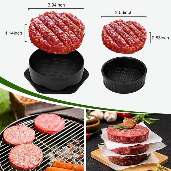 Non-Stick Hamburgerpresse-sæt, 5 dele, Støbejernsburgerform & Silikonepensler