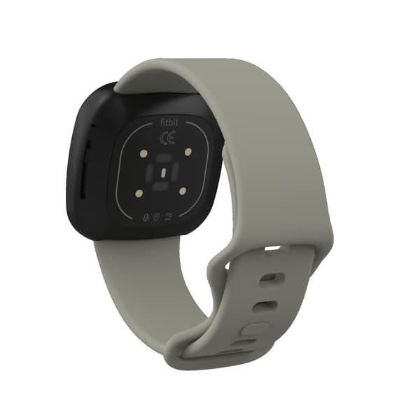 Silikonarmband för Fitbit Versa 4/3/Sense/Sense 2, Grå, S, Sport, Justerbart