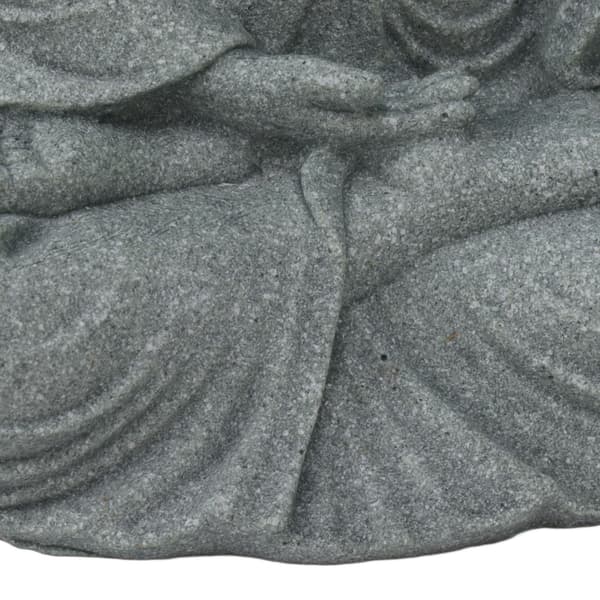 Grön sandsten Buddha-staty, sittande buddhistisk figurprydnad för vardagsrum och innergård