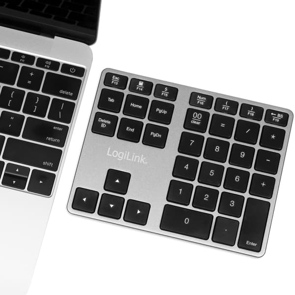 Trådløst numerisk tastatur med piletaster, Bluetooth 3.0, Space Grey, kompakt til bærbar computer