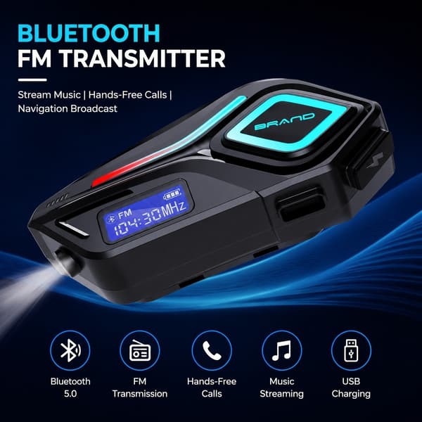Bluetooth Motorcykelhjelm Headset, 2-i-1 med Mikrofon, Støjreduktion, Stereolyd, Sort