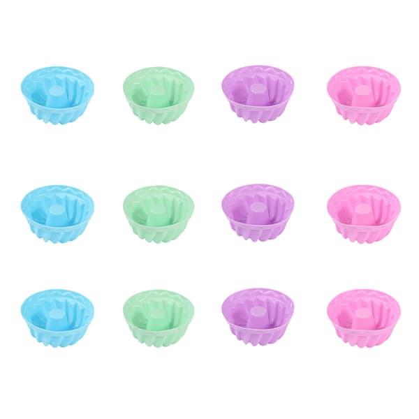 Silikone Græskar Krus Kageform, 12-dele, Mini Chiffon Bagekop, Rund, Ovnfast