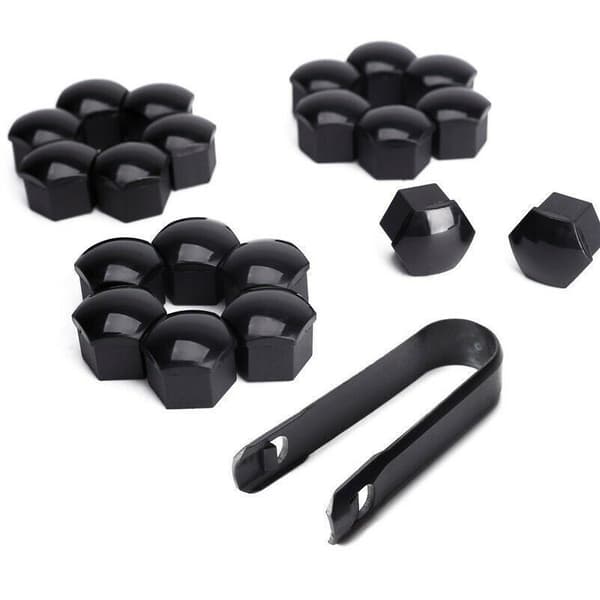 Pyöränmutterisuojus 20 kpl 21 mm irrotustyökalulla, musta PP, pölytiivis