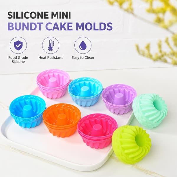 Silikone Græskar Krus Kageform, 12-dele, Mini Chiffon Bagekop, Rund, Ovnfast
