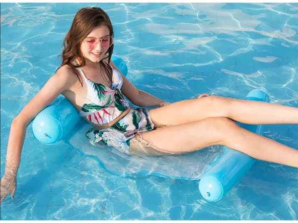Oppustelig Vandhængekøje Pool Float, PVC Lounger til Voksne, Bærbar Sammenfoldelig