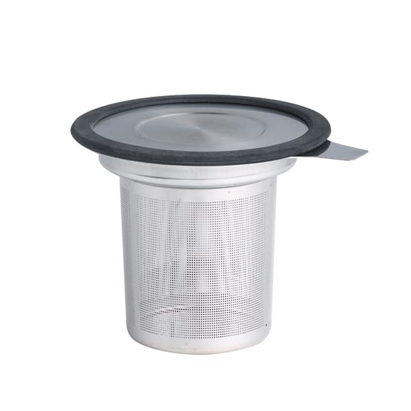 Tesil i rustfrit stål med silikonelåg, finmasket infuser til løs te