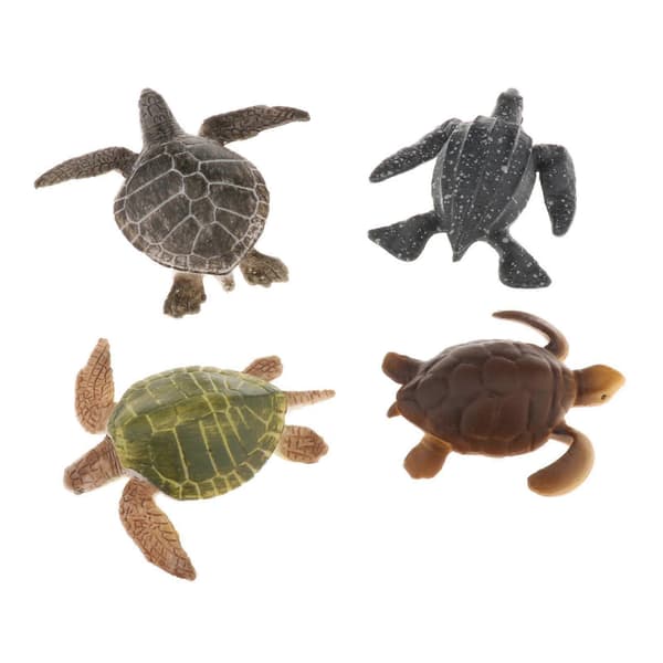 4 stk. Havdyr Skildpadder Figurer Skabninger Badelegetøj til Børn Jungleindretning