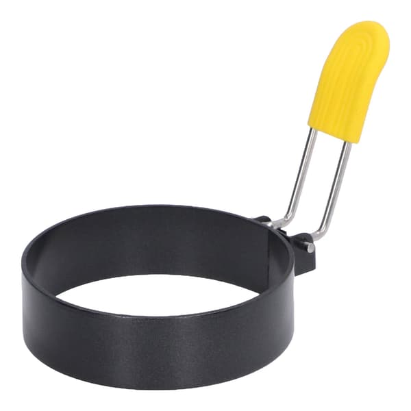Non-Stick Stekeeggringer i Rustfritt Stål med Sammenleggbart Håndtak, Silikonbørste, Eggformer