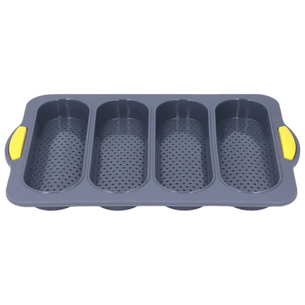 Silikone Baguetteform, 4 Riller, Lysegrå, Non-Stick Brødbageform