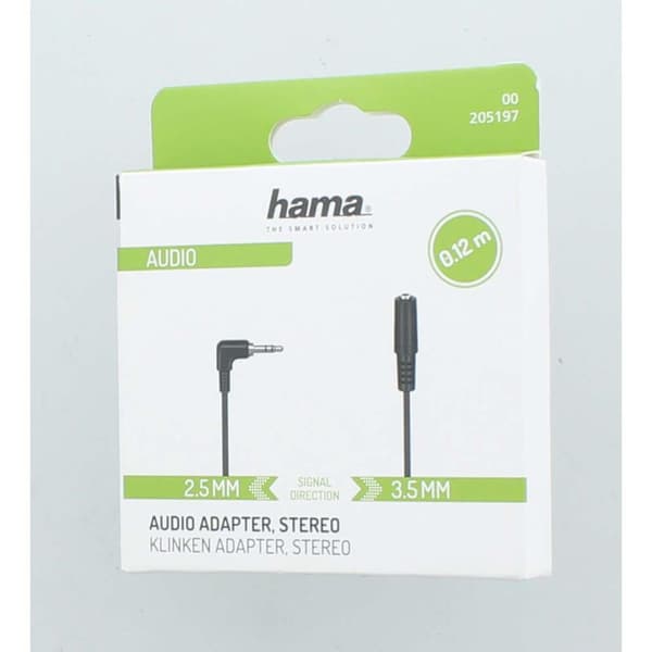 3,5 mm hun til 2,5 mm han stereo lydadapter, fleksibelt kabel