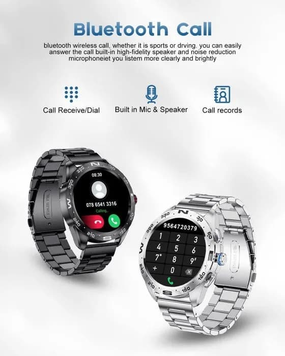 Smartwatch för män med Bluetooth-samtal, röstassistent, 20 sportlägen, IP67 vattentät