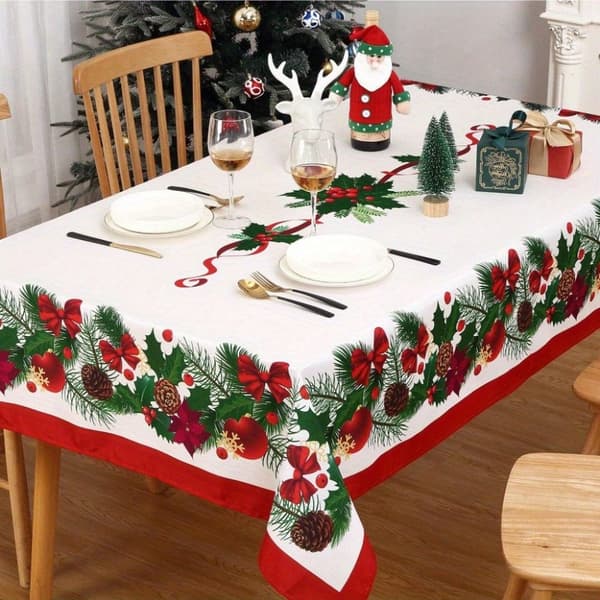 Julduk Vattentät Polyester Rektangulär Röd Dekorativ Jul 140x240cm-6