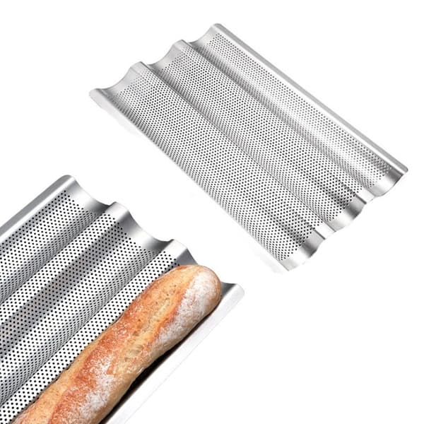 Baguettebageform, rustfrit stål, 38,4 cm, non-stick, nem at rengøre, sølv