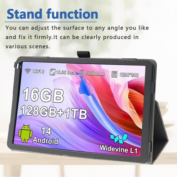 Tabletcover kompatibel med AEE ZO C12 10.36\", stødsikkert, stander, multi-vinkel, sort