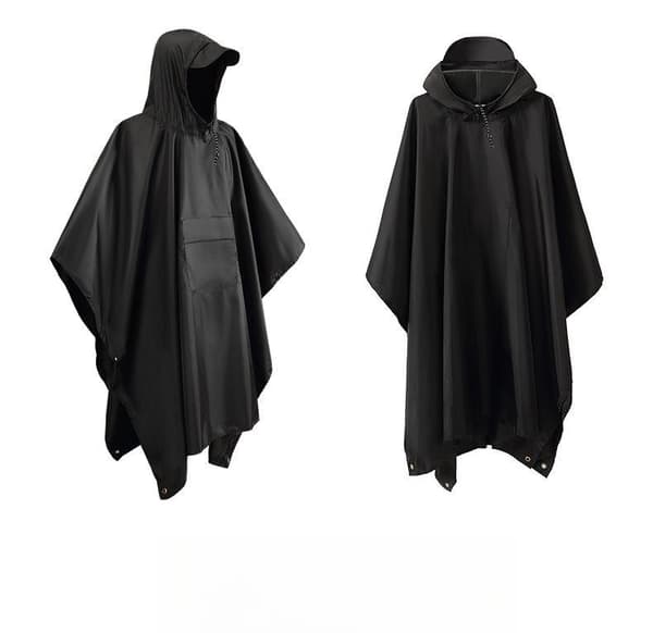 Regnponcho, sort, vandtæt presenning, underlag, 105x143 cm, polyester, udendørs