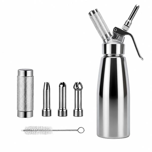 Flødepistol i rustfrit stål, 500ML/1000ML, manuel skummaskine til kagepynt, koldbryg