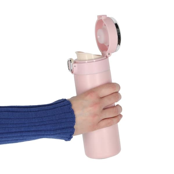 LED Termokopp, 420 ml, Rosa, Isolert Reisekopp i Rustfritt Stål