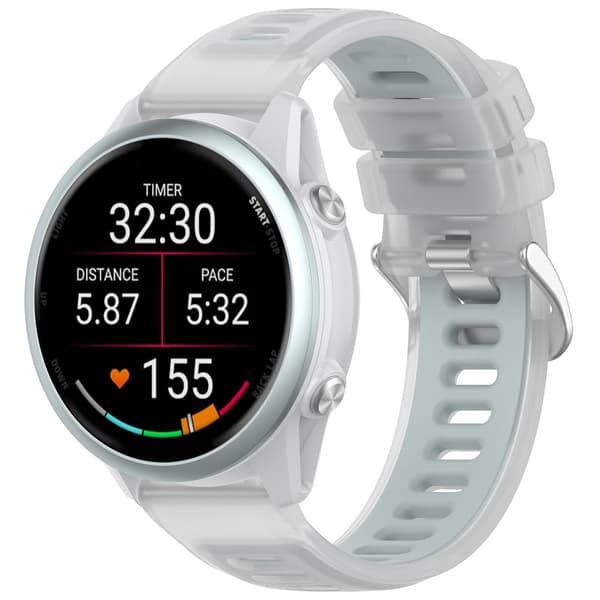 Silikoneurrem til Garmin Forerunner 570 20mm, Hvid, Blød Behagelig Erstatningsrem