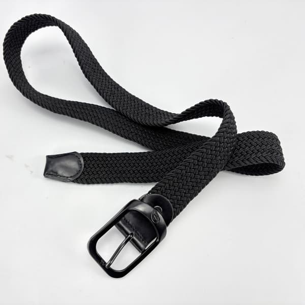 Elastisk vevd belte, svart, 105 cm, lerret og legering, justerbart, uformelt herrebelte