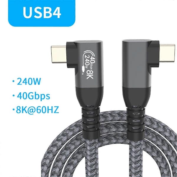 USB4 armbåge typ C dataöverföringskabel USB C PD240W snabbladdning 1,5M